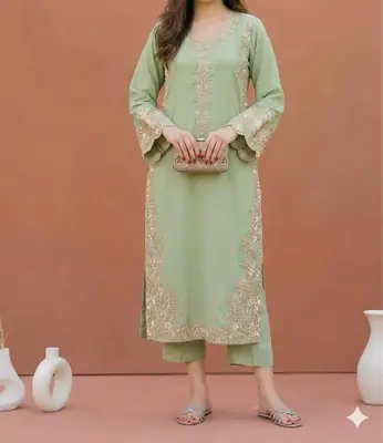 2 Pcs Women's Unstitched Embroidered Suit