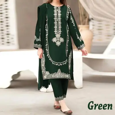 2 Pcs Women's Unstitched Embroidered Suit