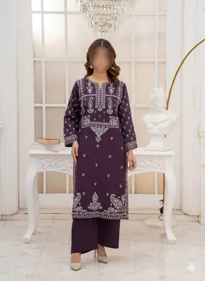 2 Pcs Women's Unstitched Embroidered Suit