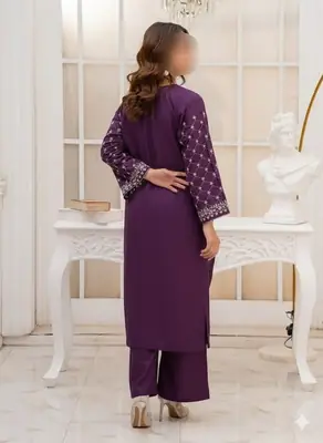 2 Pcs Women's Unstitched Embroidered Suit thumbnail 2