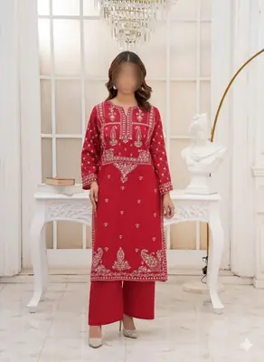 2 Pcs Women's Unstitched Embroidered Suit