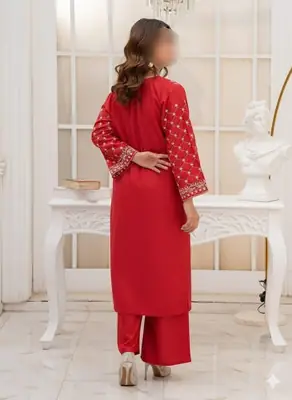 2 Pcs Women's Unstitched Embroidered Suit thumbnail 2