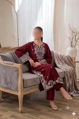 2 Pcs Women's Unstitched Embroidered Suit thumbnail 2