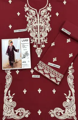 2 Pcs Women's Unstitched Embroidered Suit thumbnail 3