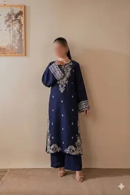 2 Pcs Women's Unstitched Embroidered Suit thumbnail 2