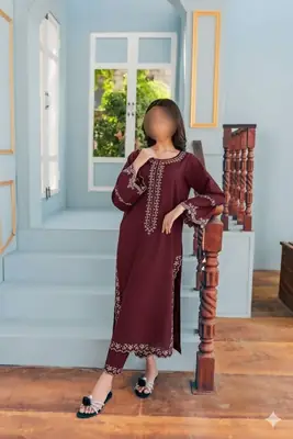 2 Pcs Women's Unstitched Embroidered Suit