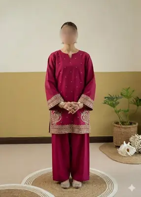 2 Pcs Women's Unstitched Embroidered Suit