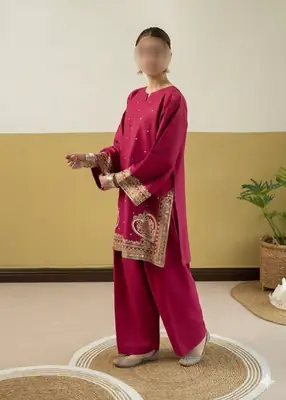 2 Pcs Women's Unstitched Embroidered Suit thumbnail 3
