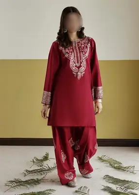 2 Pcs Women's Unstitched Embroidered Suit thumbnail 2