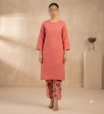 2 Pcs Women's Unstitched Chikankari Embroidered Suit