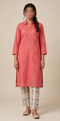 2 Pcs Women's Unstitched Chikankari Embroidered Suit