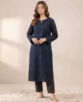2 Pcs Women's Unstitched Chikankari Embroidered Suit