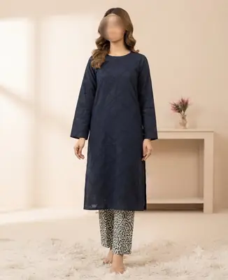 2 Pcs Women's Unstitched Chikankari Embroidered Suit