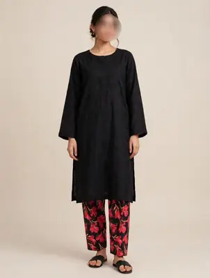 2 Pcs Women's Unstitched Chikankari Embroidered Suit