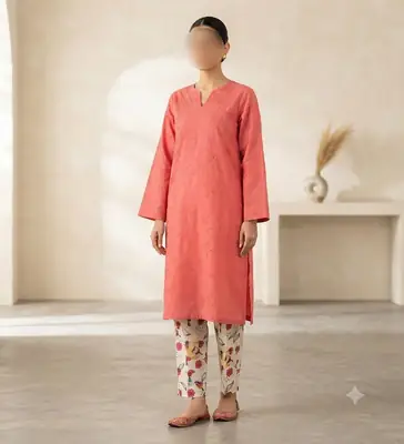 2 Pcs Women's Unstitched Chikankari Embroidered Suit