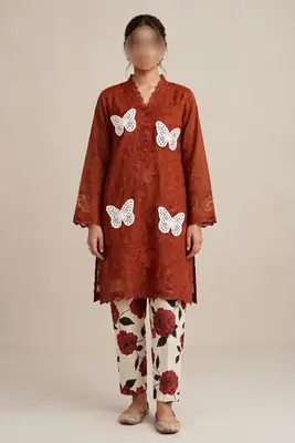 2 Pcs Women's Unstitched Chikankari Embroidered Suit