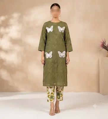 2 Pcs Women's Unstitched Chikankari Embroidered Suit