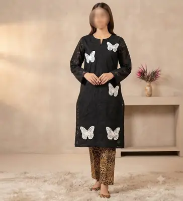 2 Pcs Women's Unstitched Chikankari Embroidered Suit