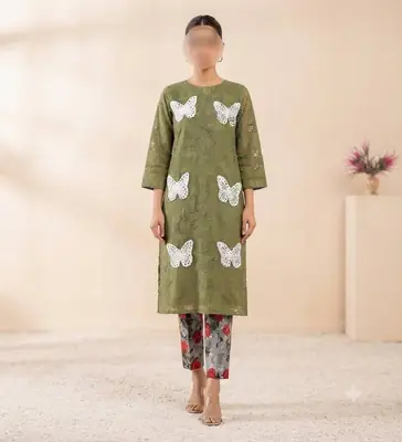 2 Pcs Women's Unstitched Chikankari Embroidered Suit