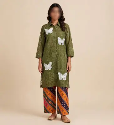 2 Pcs Women's Unstitched Chikankari Embroidered Suit