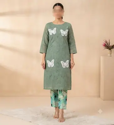 2 Pcs Women's Unstitched Chikankari Embroidered Suit