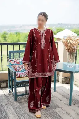 2 Pcs Women's Unstitched Embroidered Suit
