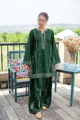 2 Pcs Women's Unstitched Embroidered Suit