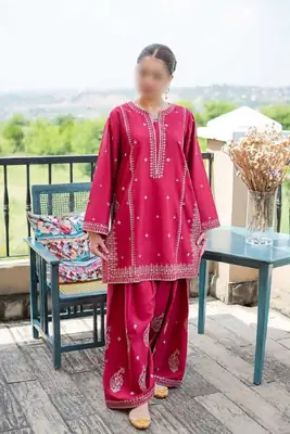 2 Pcs Women's Unstitched Embroidered Suit