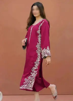2 Pcs Women's Unstitched Embroidered Suit