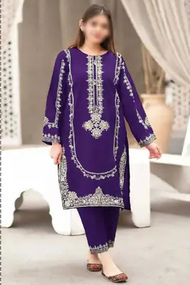 2 Pcs Women's Unstitched Embroidered Suit