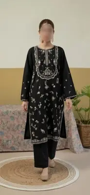 2 Pcs Women's Unstitched Embroidered Suit