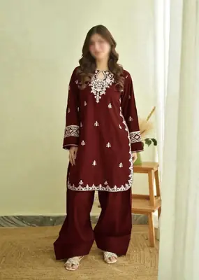 2 Pcs Women's Unstitched Embroidered Suit