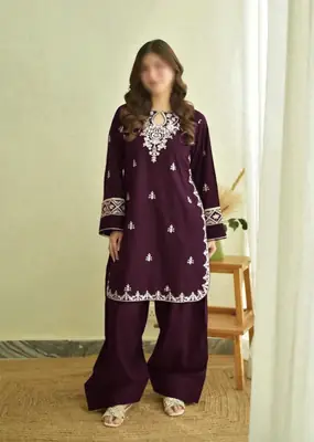 2 Pcs Women's Unstitched Embroidered Suit