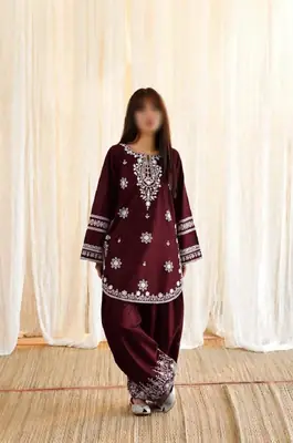2 Pcs Women's Unstitched Embroidered Suit