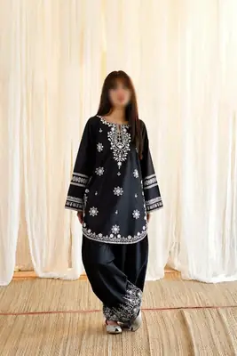 2 Pcs Women's Unstitched Embroidered Suit