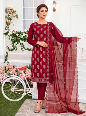3-Piece Unstitched Embroidered Linen