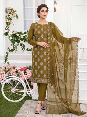 3-Piece Unstitched Embroidered Linen