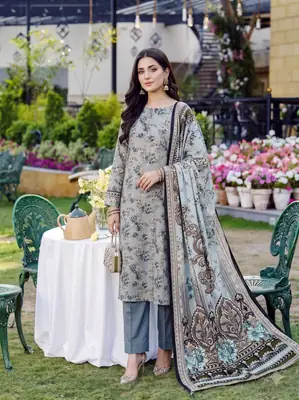 3 Pcs Women's Unstitched Printed Suit