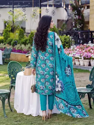 3 Pcs Women's Unstitched Printed linen Suit