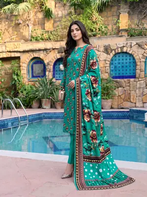 3 Pcs Women's Unstitched Printed linen Suit