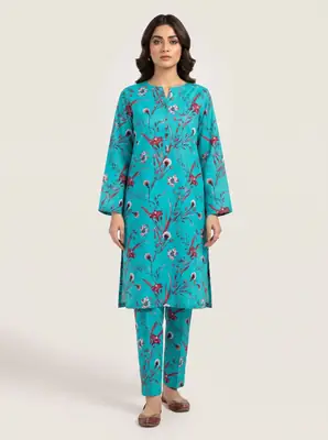 2 Pcs Women's Unstitched Digital Print Suit