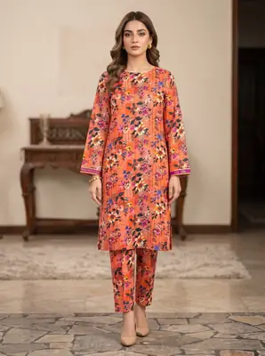 2 Pcs Women's Unstitched Digital Print Suit