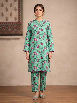 2 Pcs Women's Unstitched Digital Print Suit