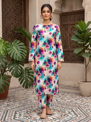 2 Pcs Women's Unstitched Printed Suit