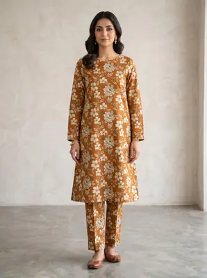 2 Pcs Women's Unstitched Printed Suit