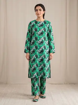 2 Pcs Women's Unstitched Printed Suit