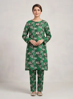 2 Pcs Women's Unstitched Printed Suit