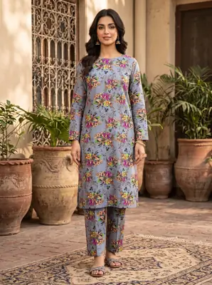 2 Pcs Women's Unstitched Printed Suit