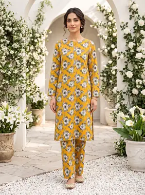 2 Pcs Women's Unstitched Printed Suit