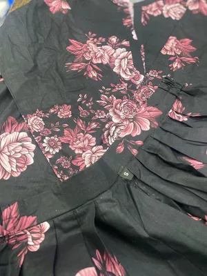 Black Floral Lawn Kurta Set Women Medium to Large thumbnail 5